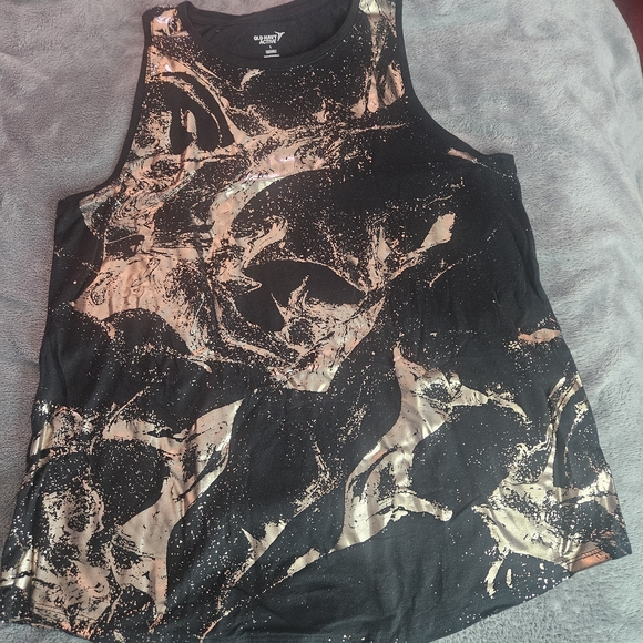 Women's Black and Gold Patterned Muscle Tee - Picture 1 of 2